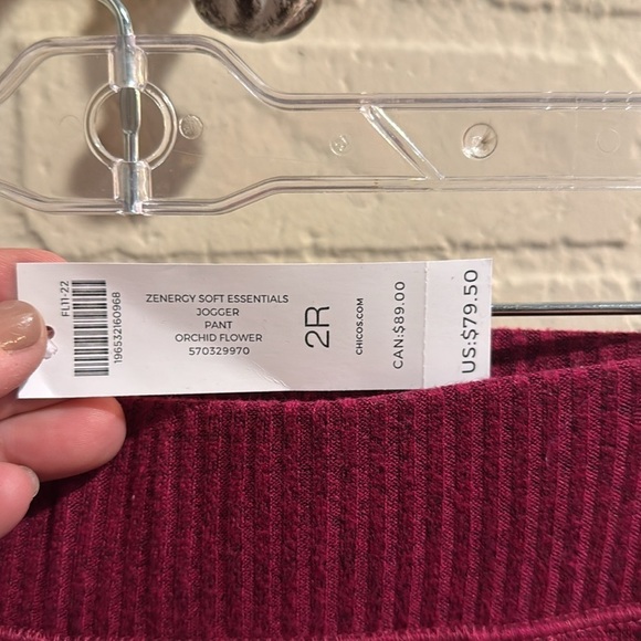 Chicos jogger Pants zenergy soft essentials orchid flower color pinky red NEW 12 - Picture 2 of 5